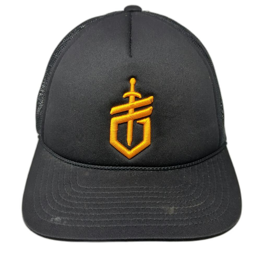 Gerber Trucker Hat Black Orange OSFM Mesh Snapback Sword Logo Cord Detail Tool